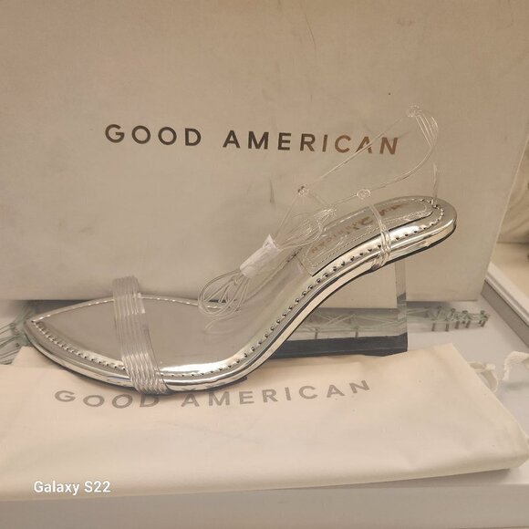 NIB Good American Cinder-F*cking Rella Wedge Silver. Size: various - Picture 1 of 8